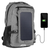 Sunnybag Solarrucksack EXPLORER plus in grau schwarz als stylischer Rucksack mit mobiler Ladestation bei Outaway.de
