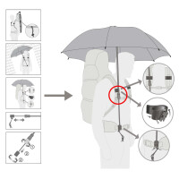 Euroschirm Trekking-Regenschirm Swing handsfree silber (UV-Schutz 50+)