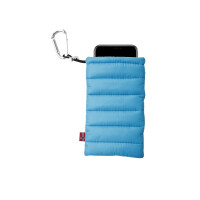 THOQ Smartphone-Tasche daunengefuettert tuerkis waermt jedes Smartphone und sorgt fuer laengere Akkulaufzeit im Winter und ist perfekt fuer Outdoor mit angedeutetem Smartphone bei Outaway.de